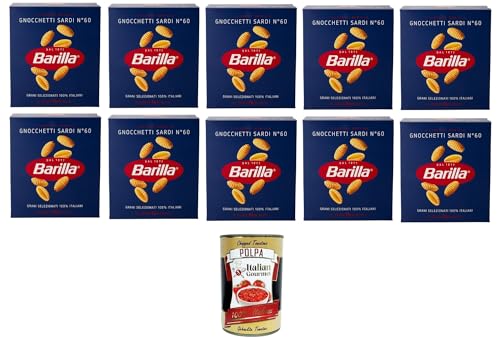 Barilla, I Classici, Pasta Gnocchetti Sardi N.60 100% italienischer Weizen 10x500gr + Italian Gourmet polpa 400g von Italian Gourmet E.R.