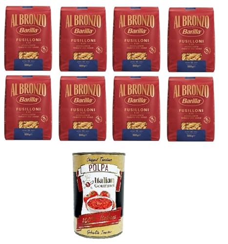 Barilla Al Bronzo Pasta Fusilloni Bronze Gezogene Pasta Rohe Verarbeitungsmethode 8 x 500gr + Italian Gourmet polpa 400g von Italian Gourmet E.R.