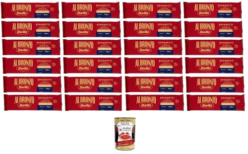 Barilla Al Bronzo Pasta Spaghetti Bronze Gezogene Pasta Rohe Verarbeitungsmethode 24x 500gr + Italian Gourmet polpa 400g von Italian Gourmet E.R.