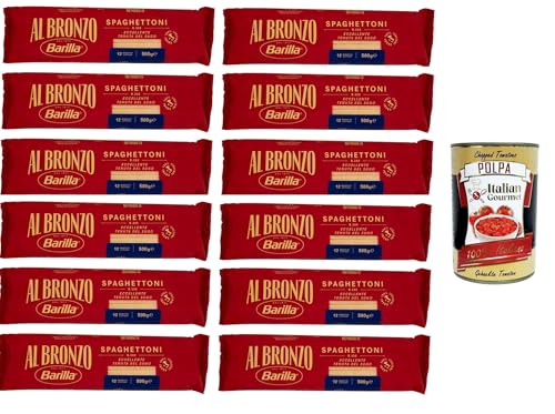 Barilla Al Bronzo Pasta Spaghettoni Bronze Gezogene Pasta Rohe Verarbeitungsmethode 12x 500gr + Italian Gourmet polpa 400g von Italian Gourmet E.R.