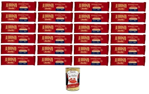 Barilla Al Bronzo Pasta Spaghettoni Bronze Gezogene Pasta Rohe Verarbeitungsmethode 24x 500gr + Italian Gourmet polpa 400g von Italian Gourmet E.R.