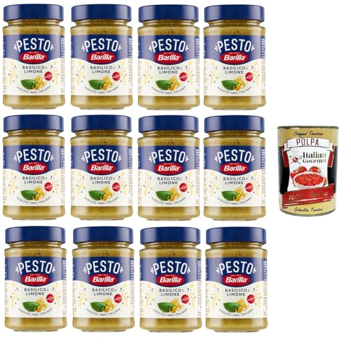 Barilla Pesto Basilico e Limone Condimento e Sugo per Pasta Basilikum-Zitronen-Pesto-Gewürz und Pastasauce 12x190gr + Italian Gourmet polpa 400g von Italian Gourmet E.R.