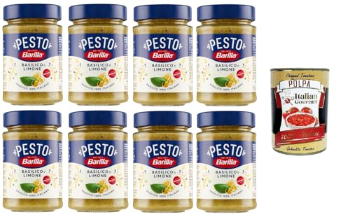 Barilla Pesto Basilico e Limone Condimento e Sugo per Pasta Basilikum-Zitronen-Pesto-Gewürz und Pastasauce 8x190gr + Italian Gourmet polpa 400g von Italian Gourmet E.R.