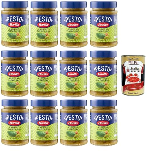 Barilla Pesto Basilico e Pistacchio Condimento e Sugo per Pasta Basilikum-Pistazien-Pesto-Gewürz und Pastasauce 12x190 g+ Italian Gourmet polpa 400g von Italian Gourmet E.R.