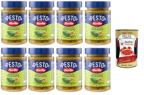 Barilla Pesto Basilico e Pistacchio Condimento e Sugo per Pasta Basilikum-Pistazien-Pesto-Gewürz und Pastasauce 8x190 g+ Italian Gourmet polpa 400g von Italian Gourmet E.R.