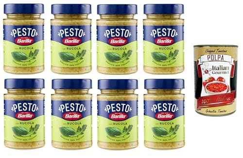 Barilla Pesto Basilico e Rucola Condimento e Sugo per Pasta Pesto Basilikum-Rucola-Gewürz und Sauce für Pasta 8x190gr + Italian Gourmet polpa 400g von Italian Gourmet E.R.