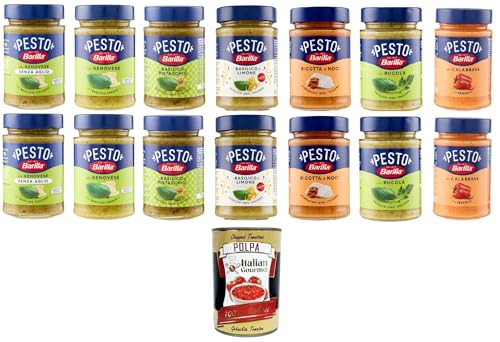 Barilla Testpacket Pesto Condimento e Sugo per Pasta Testpaket Pesto-Gewürz und Pastasauce 14x190gr + Italian Gourmet polpa 400g von Italian Gourmet E.R.