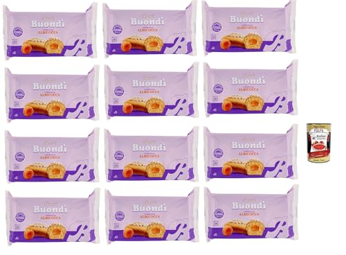 Bauli, Buondì Albicocca, gebackener Kuchen snack mit Aprikosenfüllung abgepackte Snacks 12x 258g Frühstück + Italian Gourmet polpa 400g von Italian Gourmet E.R.