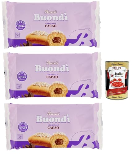 Bauli, Buondì Cacao, gebackener Kuchen snack mit Kakaocreme abgepackte Snacks 3x 258g Frühstück + Italian Gourmet polpa 400g von Italian Gourmet E.R.