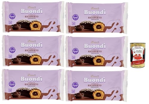 Bauli, Buondì Ricoperto al Cioccolato, Kuchen Süßer Snack Backwaren mit Schokoladenfüllung 6x 276g + Italian Gourmet polpa 400g von Italian Gourmet E.R.