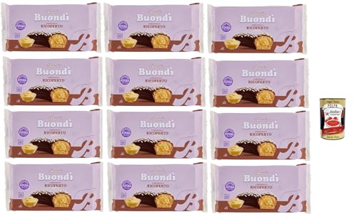 Bauli, Buondì con Copertura al Cacao e Crema alla Vaniglia - Snacks gebackener Kuchen mit Kakao und Vanillecreme, 12x 276g + Italian Gourmet polpa 400g von Italian Gourmet E.R.