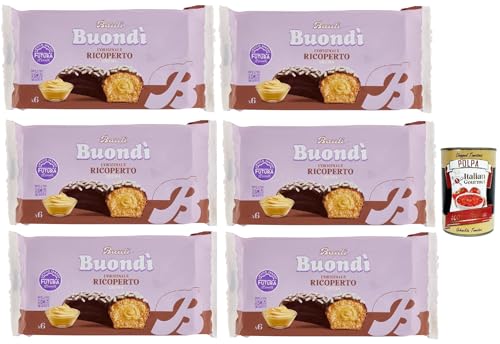 Bauli, Buondì con Copertura al Cacao e Crema alla Vaniglia - Snacks gebackener Kuchen mit Kakao und Vanillecreme, 6x 276g + Italian Gourmet polpa 400g von Italian Gourmet E.R.