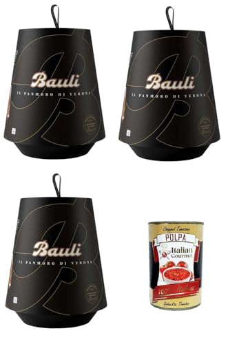 Bauli, Il Panmoro di Verona, Dekorativer Metallbehälter in Schwarz mit Gold-Akzenten 3x1kg+ Italian Gourmet polpa 400g von Italian Gourmet E.R.