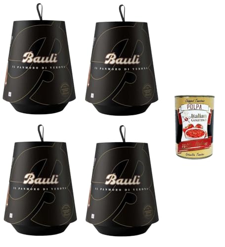 Bauli, Il Panmoro di Verona, Dekorativer Metallbehälter in Schwarz mit Gold-Akzenten 4x1kg+ Italian Gourmet polpa 400g von Italian Gourmet E.R.