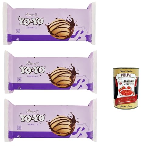 Bauli, Yo-Yo Merendine Soffici di Pan di Spagna con Crema al Cioccolato, kuchen Weiche Snacks Schwammkuchen mit Schokoladencreme 3x 210g + Italian Gourmet polpa 400g von Italian Gourmet E.R.