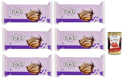 Bauli, Yo-Yo Merendine Soffici di Pan di Spagna con Crema al Cioccolato, kuchen Weiche Snacks Schwammkuchen mit Schokoladencreme 6x 210g + Italian Gourmet polpa 400g von Italian Gourmet E.R.