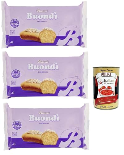 Bauli Buondì Classico, Snacks gebackener Kuchen mit Zuckerguss -30% von Fetten 3x 198g leichtes Frühstück + Italian Gourmet polpa 400g von Italian Gourmet E.R.