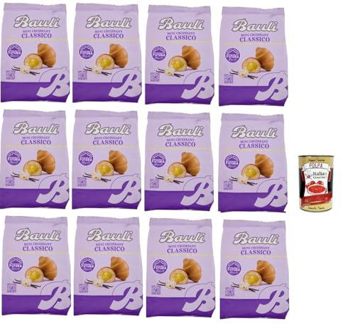 Bauli Extragolosi Mini Croissant con Vaniglia del Madagascar, mini snack Croissant mit Mit Madagaskar Vanille 12x 75g Italienischer Knabberartikel + Italian Gourmet polpa 400g von Italian Gourmet E.R.