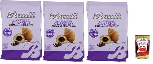 Bauli Extragolosi Mini Croissant con crema al cioccolato, mini snack Croissant mit Schokoladencreme 3x 75g Italienischer Knabberartikel + Italian Gourmet polpa 400g von Italian Gourmet E.R.