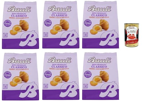 Bauli Extragolosi Mini Croissant con crema all'albicocca, mini snack Croissant mit Aprikosencreme 6x 75g Italienischer Knabberartikel + Italian Gourmet polpa 400g von Italian Gourmet E.R.