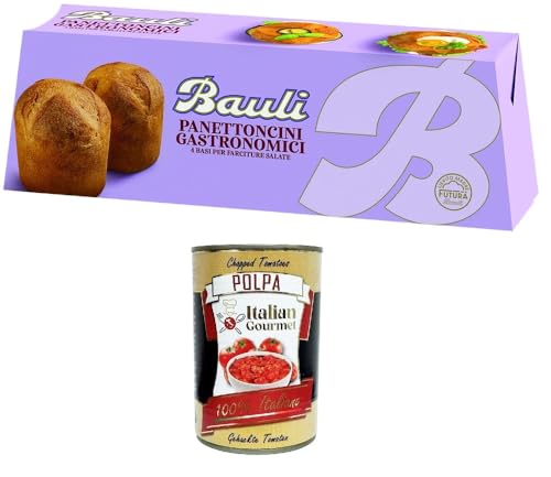 Bauli Panettoncini gastronomici Gourmet-Panettone 4 Böden für herzhafte Füllungen 320gr + Italian Gourmet polpa 400g von Italian Gourmet E.R.