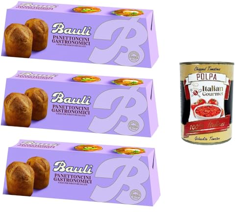 Bauli Panettoncini gastronomici Gourmet-Panettone 4 Böden für herzhafte Füllungen 3x 320gr + Italian Gourmet polpa 400g von Italian Gourmet E.R.