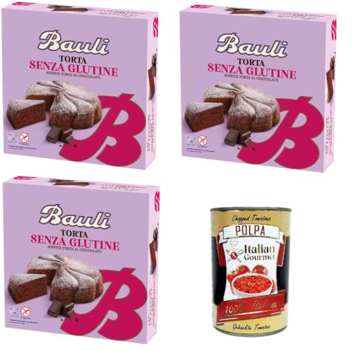 Bauli Soffice Torta al Cioccolato senza Glutine Weicher glutenfreier Schokoladenkuchen 3x420gr + Italian Gourmet polpa 400g von Italian Gourmet E.R.