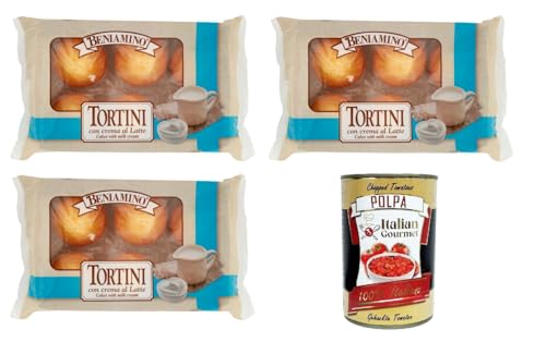 Beniamino Tortini con farcitura di crema al latte mit Milchcremefüllung 3x 250gr + Italian Gourmet polpa 400g von Italian Gourmet E.R.