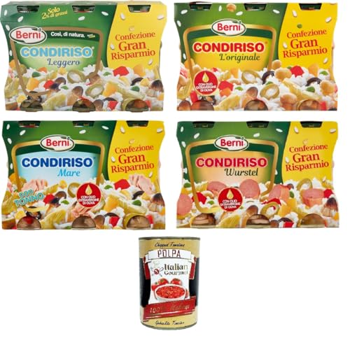 Berni Condiriso Testpaket Leggero ,Di Mare,L'originale, Con Wurstel Leicht, Meeresfrüchte, Das Original, Mit Wurst 12 x285gr + Italian Gourmet polpa 400g von Italian Gourmet E.R.