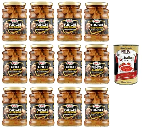 Berni Funghi alla Fiamma con Olio Extra Vergine di Oliva Flammpilze mit Nativem Olivenöl Extra 12x 350 g+ Italian Gourmet polpa 400g von Italian Gourmet E.R.