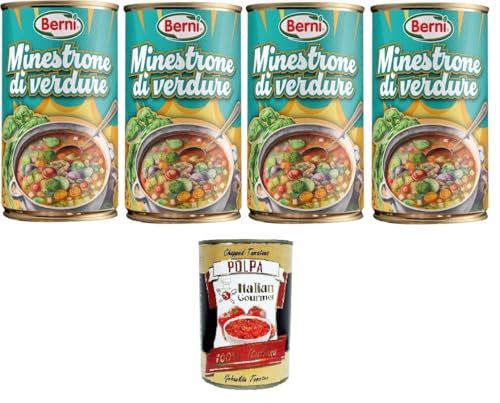 Berni Minestrone di Verdure. Sano,Gustosto, Leggero Gemüse-Minestrone. Gesund, lecker, leicht 4x420gr + Italian Gourmet polpa 400g von Italian Gourmet E.R.