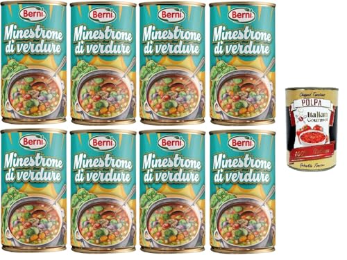 Berni Minestrone di Verdure. Sano,Gustosto, Leggero Gemüse-Minestrone. Gesund, lecker, leicht 8x420gr + Italian Gourmet polpa 400g von Italian Gourmet E.R.