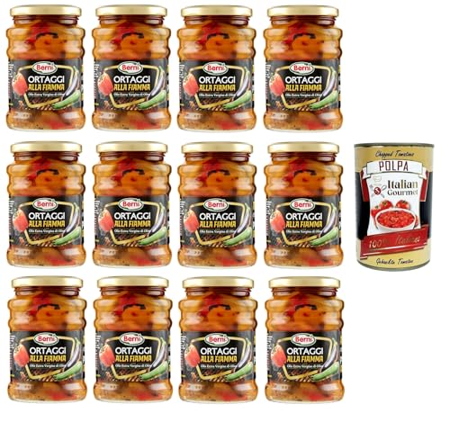 Berni Ortaggi alla Fiamma con Olio Extra Vergine di Oliva Flammgemüse mit Nativem Olivenöl Extra 12x 350 g+ Italian Gourmet polpa 400g von Italian Gourmet E.R.