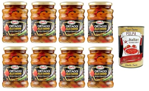 Berni Ortaggi alla Fiamma con Olio Extra Vergine di Oliva Flammgemüse mit Nativem Olivenöl Extra 8x 350 g+ Italian Gourmet polpa 400g von Italian Gourmet E.R.