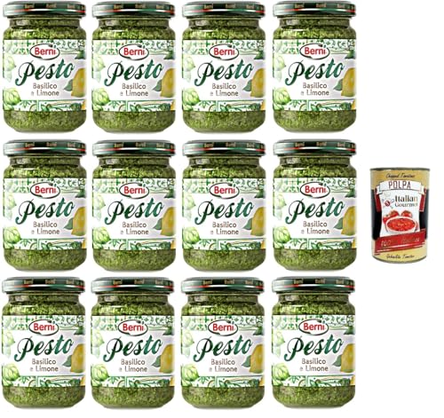 Berni Pesto Basilico e Limone Basilikum-Zitronen-Pesto 12x135gr + Italian Gourmet polpa 400g von Italian Gourmet E.R.