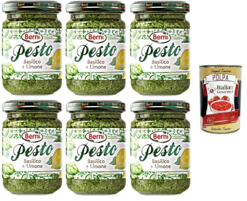 Berni Pesto Basilico e Limone Basilikum-Zitronen-Pesto 6x135gr + Italian Gourmet polpa 400g von Italian Gourmet E.R.