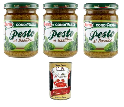 Berni Pesto BasilicoBasilikum-Pesto 3x135gr + Italian Gourmet polpa 400g von Italian Gourmet E.R.