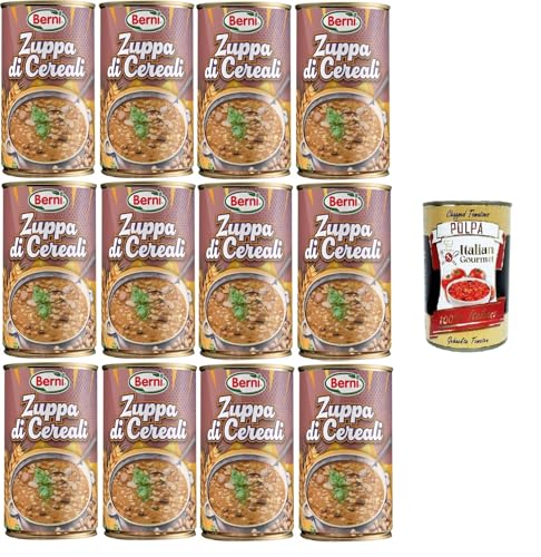 Berni Zuppa di Cereali Getreidesuppe 100% natürliche Getreidesuppe. Reich an Ballaststoffen 12x420gr + Italian Gourmet polpa 400g von Italian Gourmet E.R.