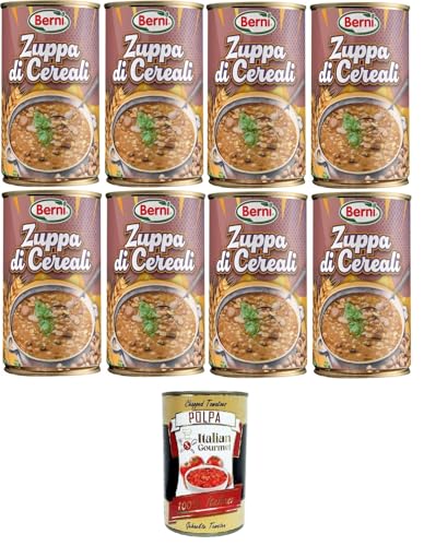 Berni Zuppa di Cereali Getreidesuppe 100% natürliche Getreidesuppe. Reich an Ballaststoffen 8x420gr + Italian Gourmet polpa 400g von Italian Gourmet E.R.