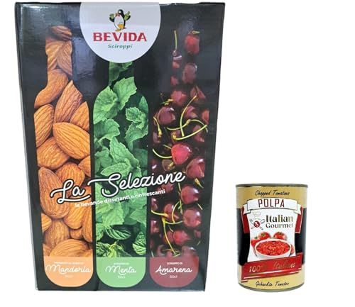 Bevida sciroppi- La Selezione Mandelsirup, Minze und Schwarzkirsche 3x 500ml + Italian Gourmet Polpa 400g von Italian Gourmet E.R.