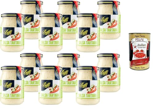 Biffi - Salsa Tartara - Multipack - Tartarsauce - Multipack - 12 Gläser à 180 g + Italian Gourmet polpa 400g von Italian Gourmet E.R.