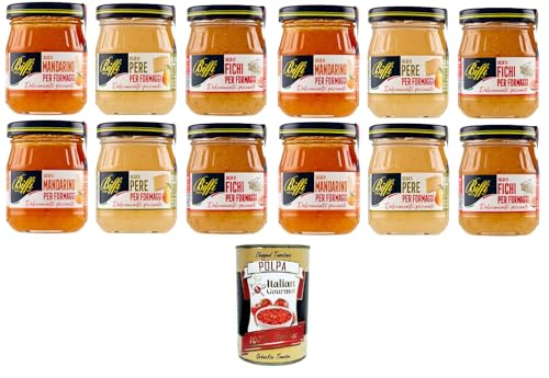 Biffi Salse per formaggi Mandarino,Pera,Fichi Käsesaucen Mandarine, Birne, Feige - Süß würzig 12x100 gr+ Italian Gourmet polpa 400g von Italian Gourmet E.R.