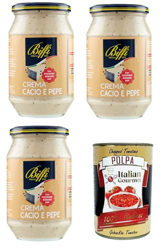 Biffi sugo Cacio und Pepe -Sauce mit Pecorino Romano Dop creme 3x500gr + Italian Gourmet polpa 400g von Italian Gourmet E.R.