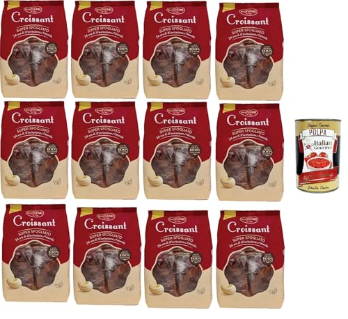 Bistefani Croissant Super sfogliato, Kuchen Corissant Mit 24 Stunden natürlichen Sauerteigs, Mit 100% italienischer Milch, 12x 300g+ Italian Gourmet polpa 400g von Italian Gourmet E.R.