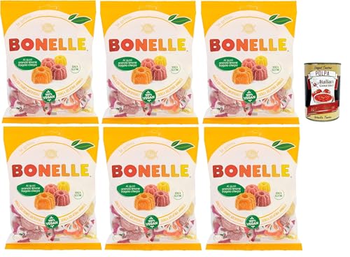 Bonelle Gelées ai gusti Arancia, Limone, Fragola, Mora, nach Orange, Zitrone, Erdbeere und Brünette Geschmack frucht bonbons, lollies Süßigkeiten ,6x 175 g + Italian Gourmet polpa 400g von Italian Gourmet E.R.