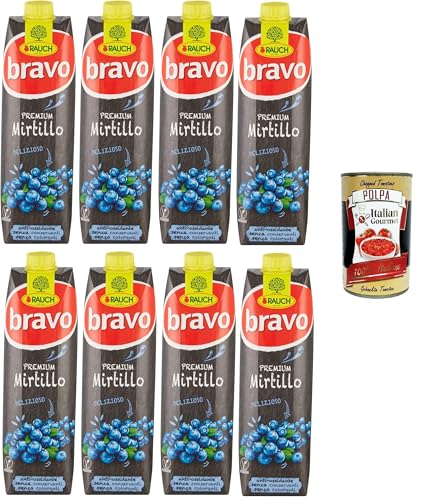 Bravo Rauch Premium Blaubeersaft – lecker, antioxidativ, ohne Farbstoffe, ohne Konservierungsstoffe 8x1lt+ Italian Gourmet polpa 400g von Italian Gourmet E.R.