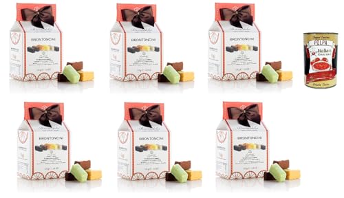 Brontedolci Brontoncini Torroncini Weiches Nougat Verschiedene Sorten : Vanille, Kaffee, dunkle Schokolade, Orange, Zitrone, Milch und weiße Schokolade, 6x 250g + Italian Gourmet polpa 400g von Italian Gourmet E.R.