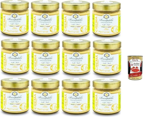 Brontedolci Crema Spalmabile al limone Streichfähige Brotaufstrich zitronencreme 12x 190g in Glas aus Sizilien + Italian Gourmet polpa 400g von Italian Gourmet E.R.