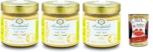 Brontedolci Crema Spalmabile al limone Streichfähige Brotaufstrich zitronencreme 3x 190g in Glas aus Sizilien + Italian Gourmet polpa 400g von Italian Gourmet E.R.