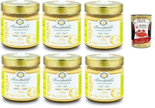 Brontedolci Crema Spalmabile al limone Streichfähige Brotaufstrich zitronencreme 6x 190g in Glas aus Sizilien + Italian Gourmet polpa 400g von Italian Gourmet E.R.